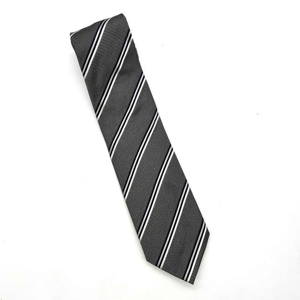 George Black and White Tie Check and Diagonal Stripes Pattern